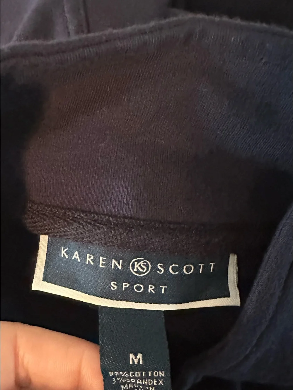 Karen Scott Navy Zip-Front Jacket and Pants Set